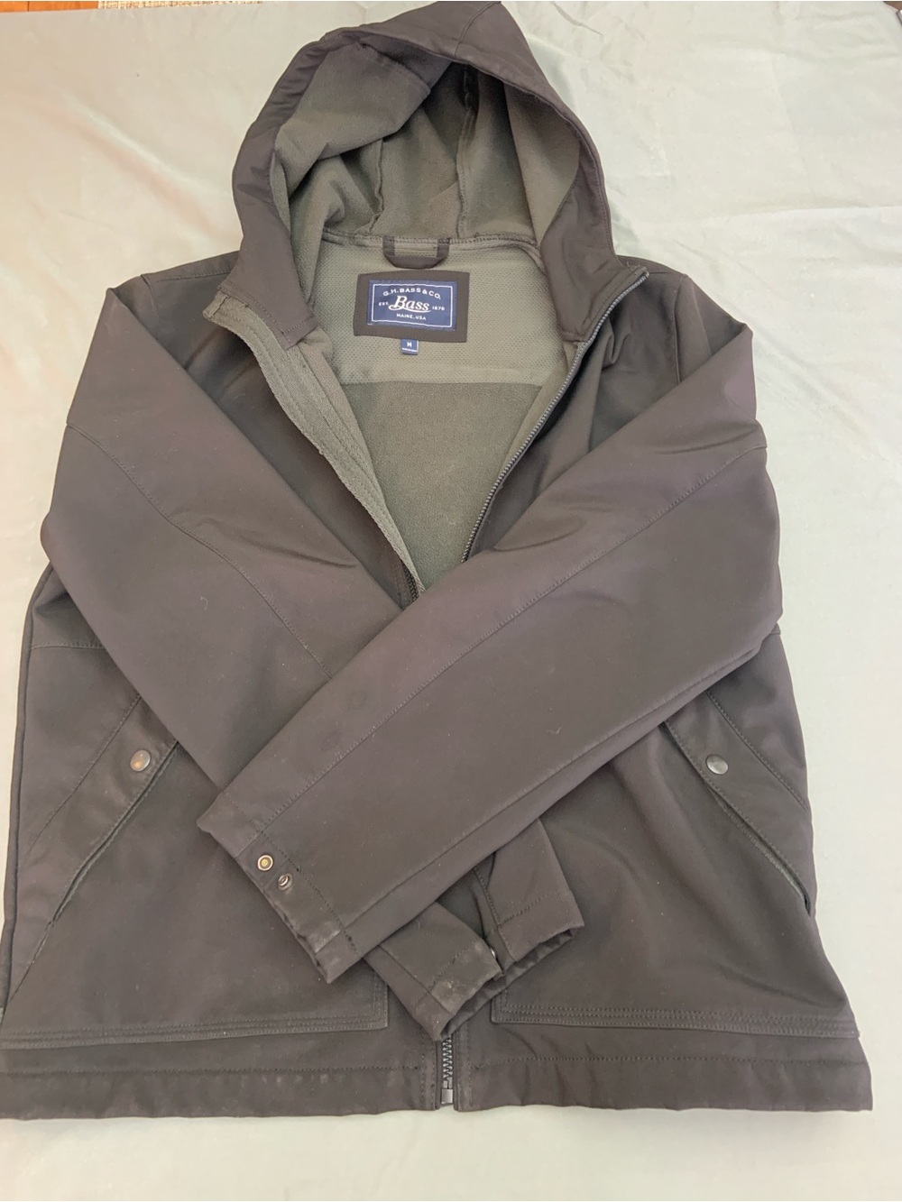 G.H. Bass Co Men's Hooded Black Jacket - size M